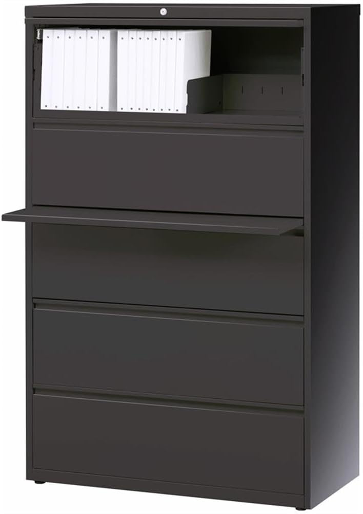 Hirsh 36-in Wide HL8000 Series Metal 5 Drawer Lateral File Cabinet Charcoal