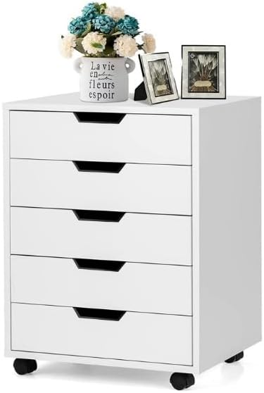 Moado 5-Drawer Wood Storage,Mobile File Cabinet with Wheels,White, We Value Your Feedback.If You Love Our or Have Any Issues, Please Consider Leaving a Review. It Helps us Improve.