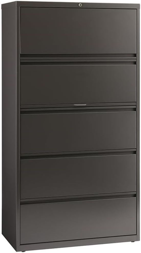 Hirsh 36-in Wide HL8000 Series Metal 5 Drawer Lateral File Cabinet Charcoal