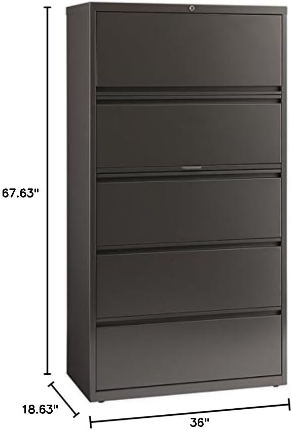 Hirsh 36-in Wide HL8000 Series Metal 5 Drawer Lateral File Cabinet Charcoal