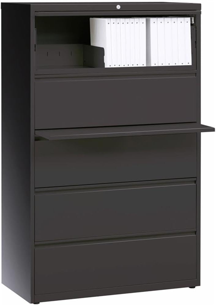 Hirsh 36-in Wide HL8000 Series Metal 5 Drawer Lateral File Cabinet Charcoal
