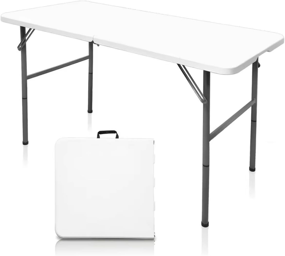 Luonty 6ft Folding Table – Heavy Duty Plastic Table for Patio, Events, or Camping – Portable, Weather-Resistant, Easy to Store – Holds up to 330 lbs