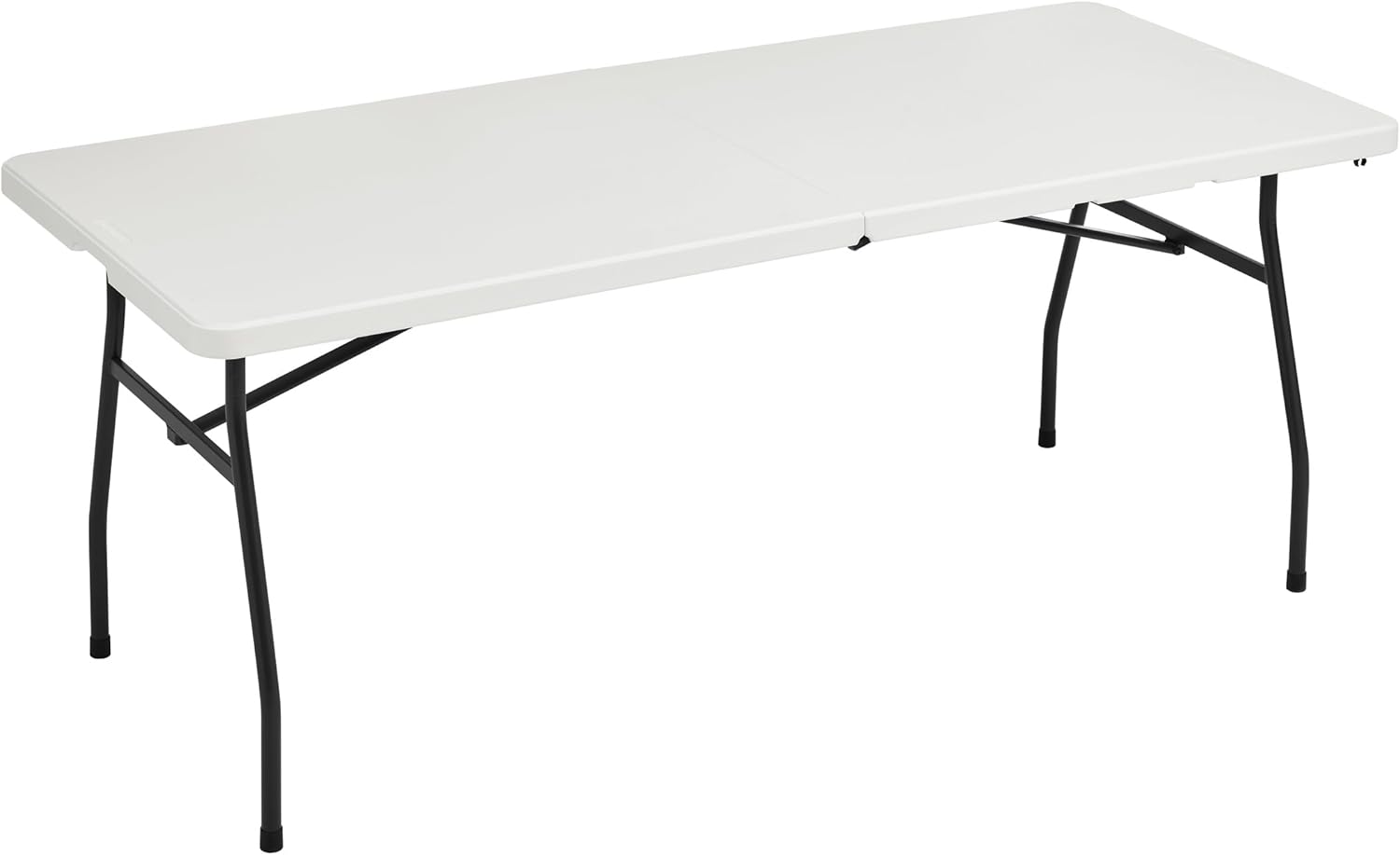 Amazon Basics Heavy Duty Portable Folding Table 6 ft with Carrying Handle, Indoor & Outdoor, Black