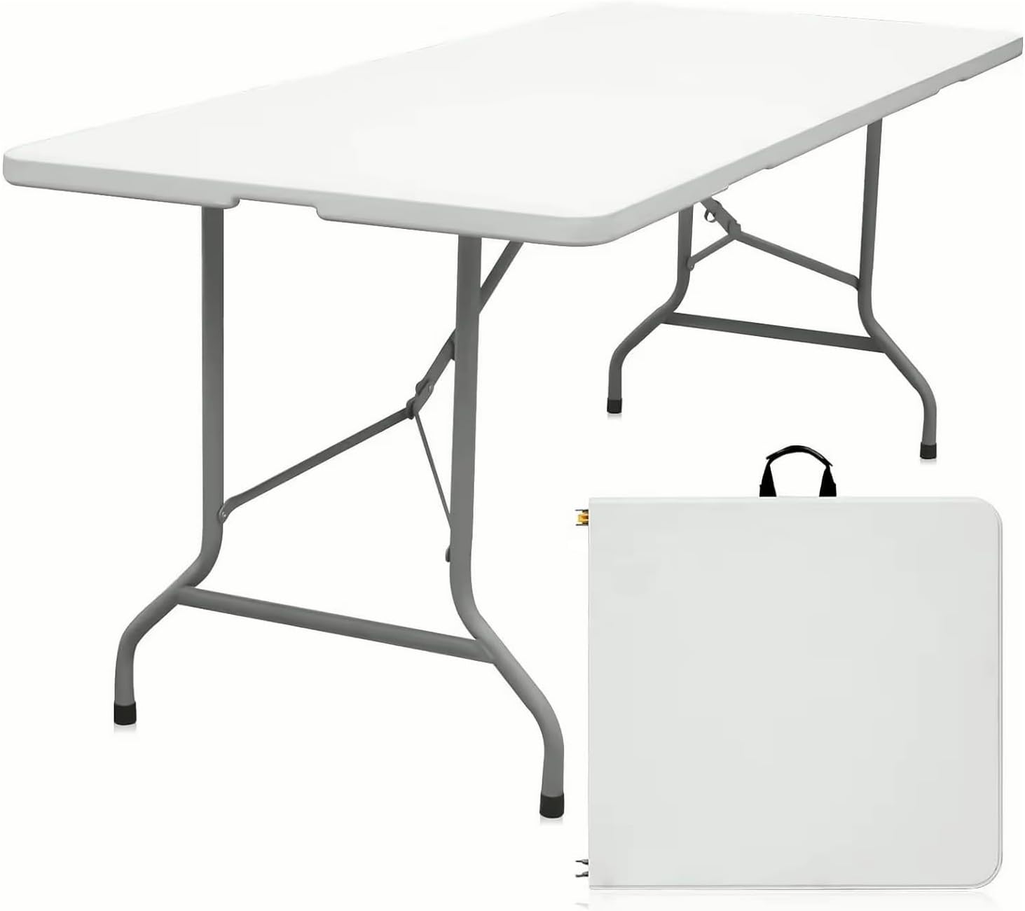 Luonty 6ft Folding Table – Heavy Duty Plastic Table for Patio, Events, or Camping – Portable, Weather-Resistant, Easy to Store – Holds up to 330 lbs