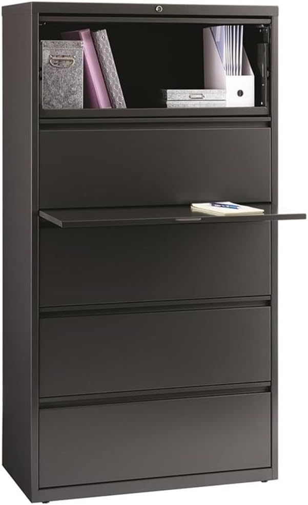 Hirsh 36-in Wide HL8000 Series Metal 5 Drawer Lateral File Cabinet Charcoal