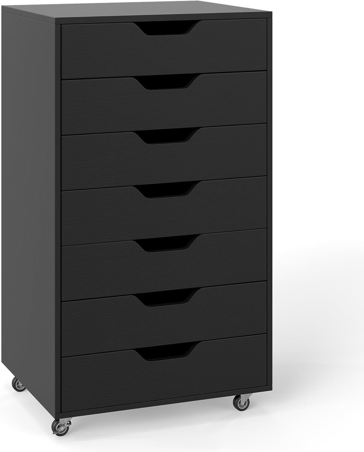LOKO 5-Drawer Storage Cabinet, Versatile Drawer of Chest with Lockable Wheels, Mobile Office Lateral File Cabinet, for Home Office, Study (Black, 16" D x 19.5" W x 25.5" H)