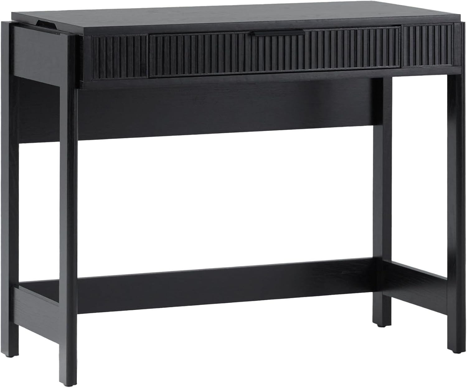 WALKER EDISON Transitional Style Furniture, Reeded Detail, Lift-Top Desk with Drawer and Storage Cubby, Sitting to Standing Desk, Soft Self-Close Desktop, 38”W x 16.75”D x 30”H, Coastal Oak