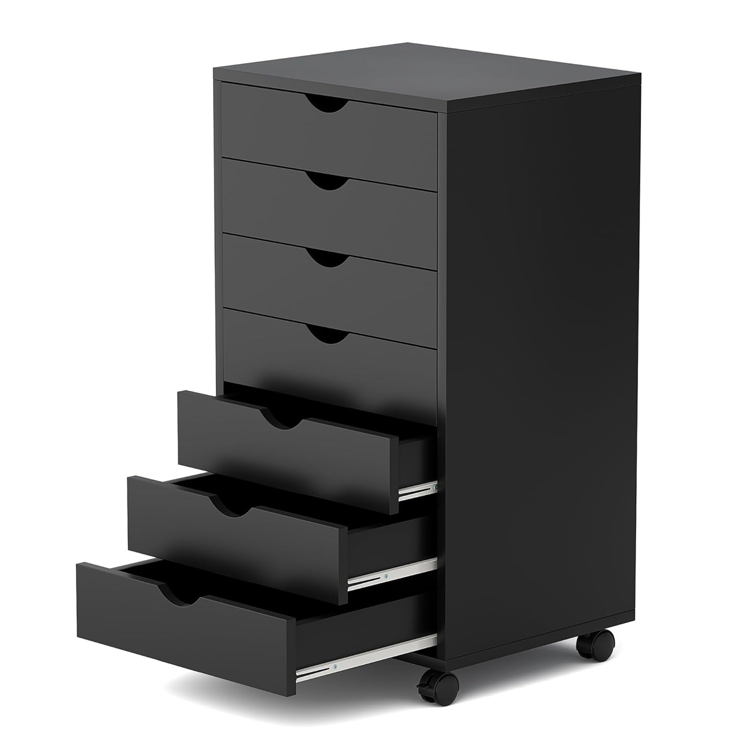 5 Drawer Mobile File Cabinet Under Desk Storage Organization with Wheels Vertical Filing Chest Rolling Wood Small Desk Printer Stand for Home Office, White