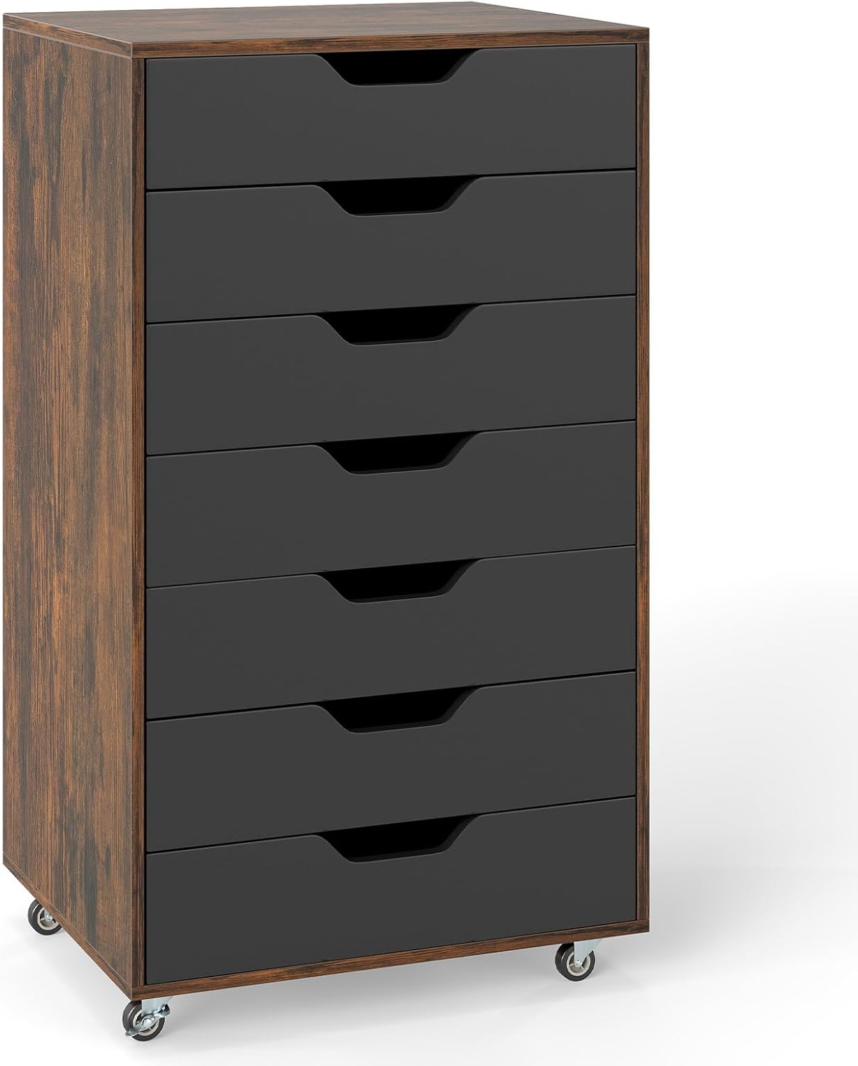 LOKO 5-Drawer Storage Cabinet, Versatile Drawer of Chest with Lockable Wheels, Mobile Office Lateral File Cabinet, for Home Office, Study (Black, 16" D x 19.5" W x 25.5" H)