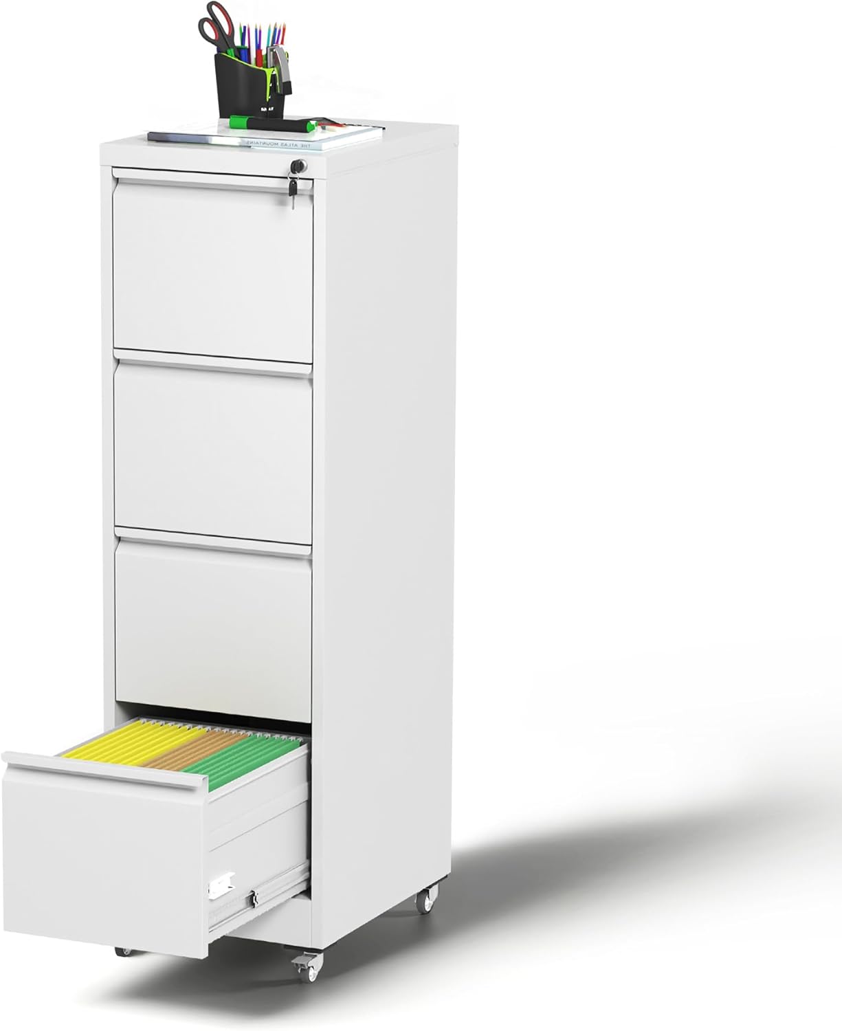 5 Drawer Mobile File Cabinet, Under Desk File Cabinet,Metal Filing Cabinets with Lock for Home Office Organizer Letter/Legal/A4,Require Assembly (Black)