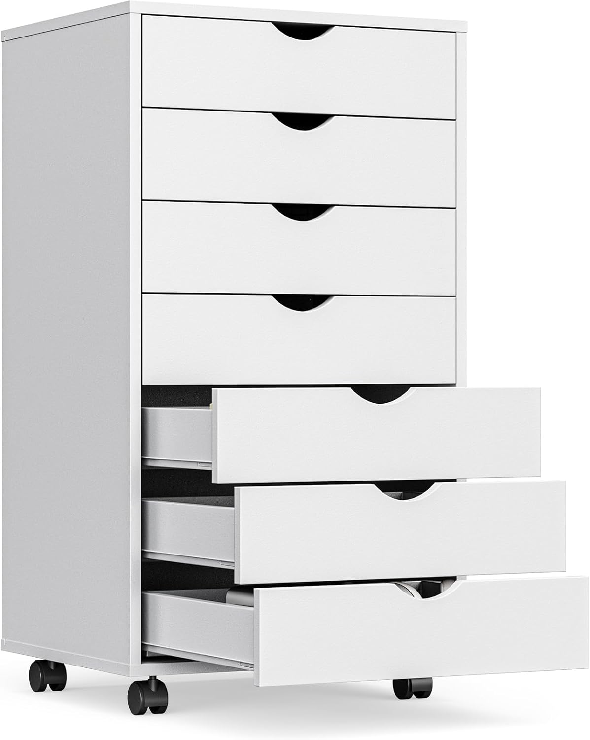 OLIXIS 5 Drawer Mobile File Cabinet Under Desk Storage Organization with Wheels Vertical Filing Chest Rolling Wood Small Desk Printer Stand for Home Office, 15.75"D x 18.74"W x 25.39"H, Black