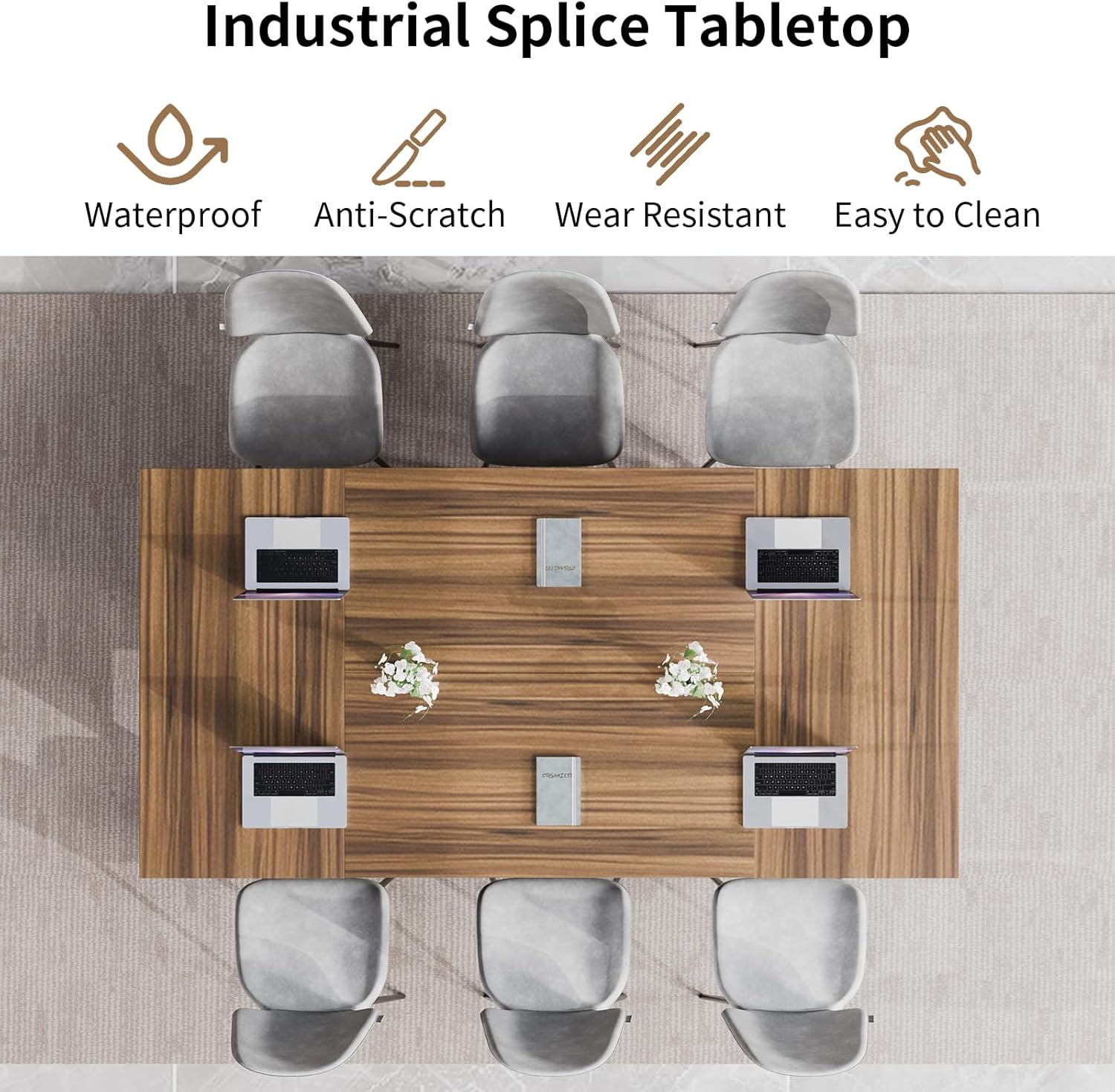 Conference Table, Modern Folding Meeting Tables with Flip Top, Mobile Podcast Table with Four Locking Wheels, Large Training Table for Meeting Room, Office, Classroom (4, A, 55.1in)