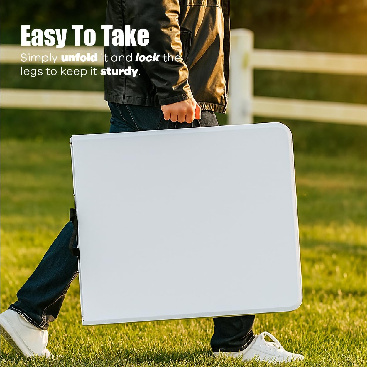 Luonty 6ft Folding Table – Heavy Duty Plastic Table for Patio, Events, or Camping – Portable, Weather-Resistant, Easy to Store – Holds up to 330 lbs