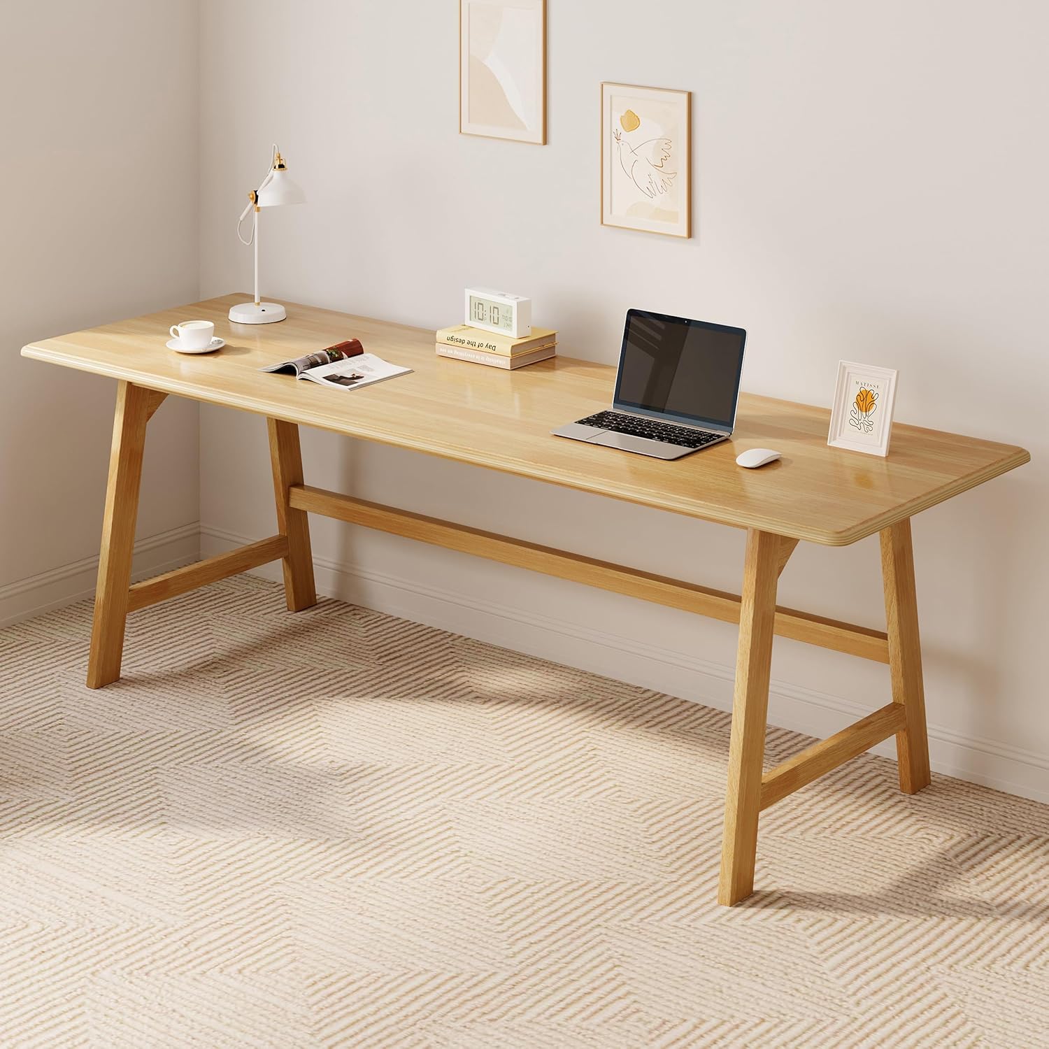IOTXY Solid Wood Writing Table - 48" W x 24" D Minimalist Computer Desk for Home Office, Work, Study, Creativity, and PC Workstation, Walnut