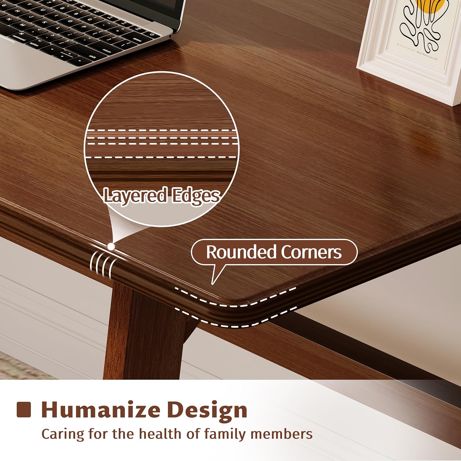 IOTXY Solid Wood Writing Table - 48" W x 24" D Minimalist Computer Desk for Home Office, Work, Study, Creativity, and PC Workstation, Walnut