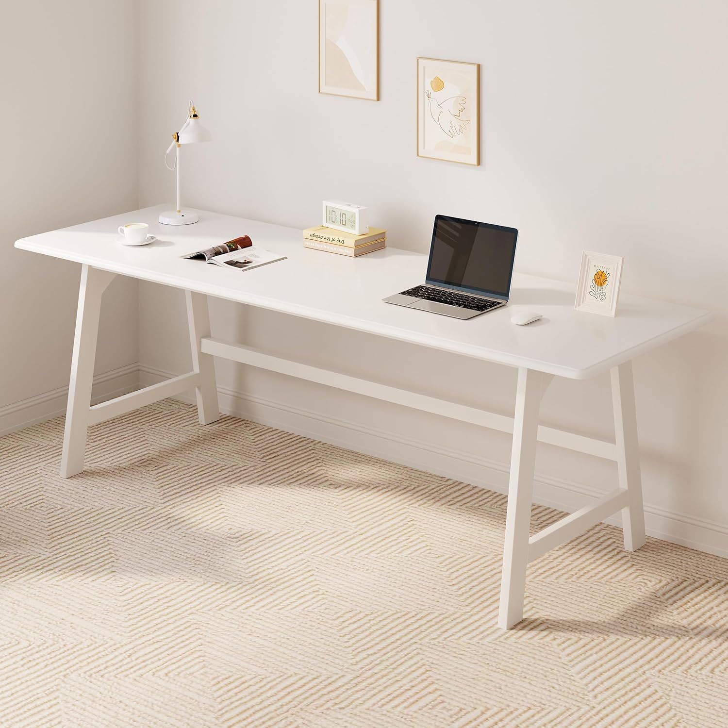 IOTXY Solid Wood Writing Table - 48" W x 24" D Minimalist Computer Desk for Home Office, Work, Study, Creativity, and PC Workstation, Walnut