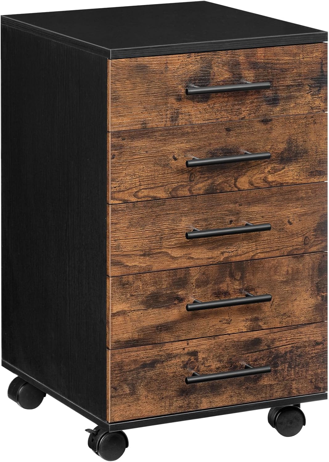 HOOBRO 5-Drawer File Cabinet, Office Filing Cabinet with Drawers, Wooden Mobile Storage Cabinet with Wheels, for Makeup, Home Office, Easy Assembly, White WT05WJ01G1