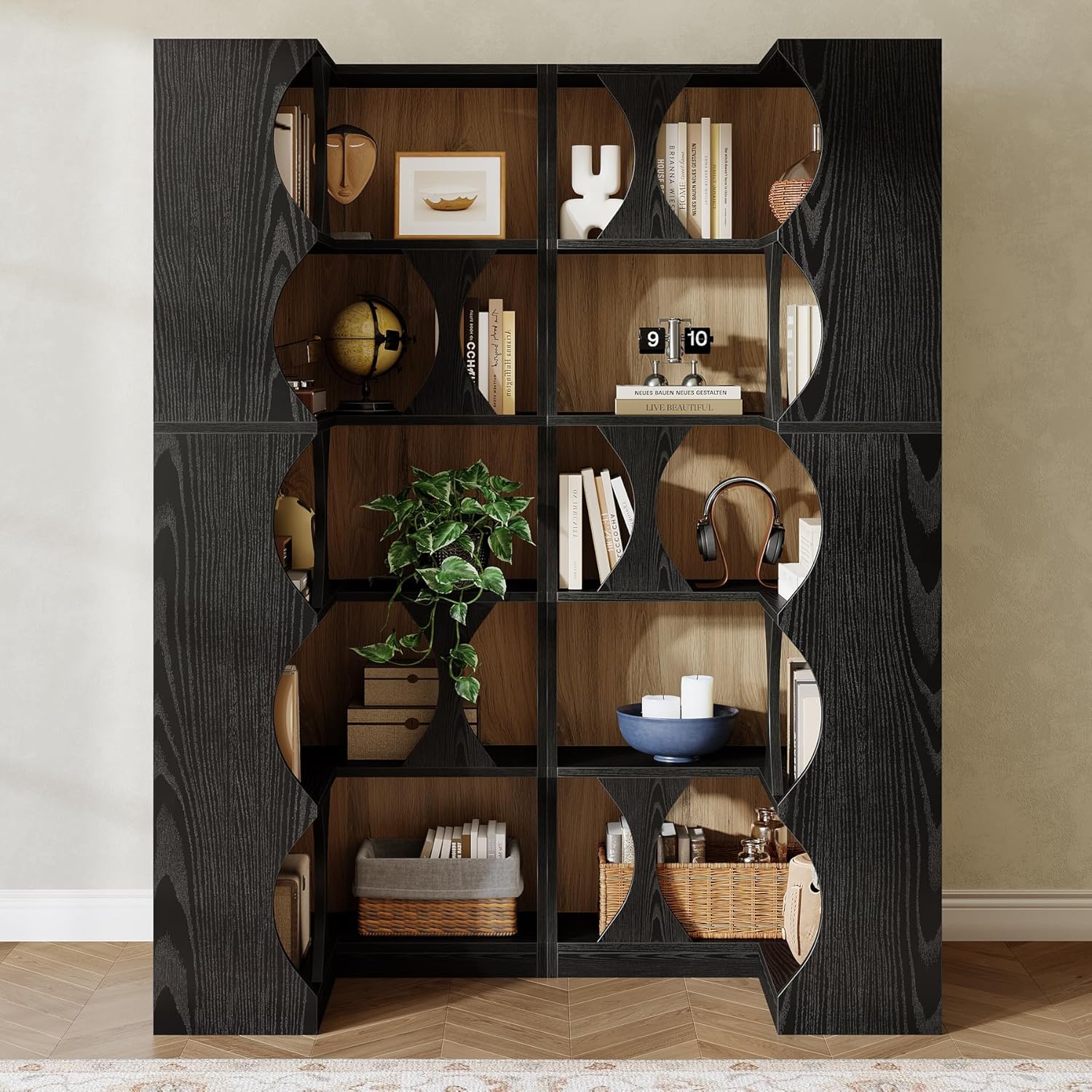 Tribesigns Corner Bookshelf, 71" Tall Corner Bookcase, 5-Tier Black L-Shaped Bookshelves Display Etagere Shelf for Home Office, Living Room, Bedroom