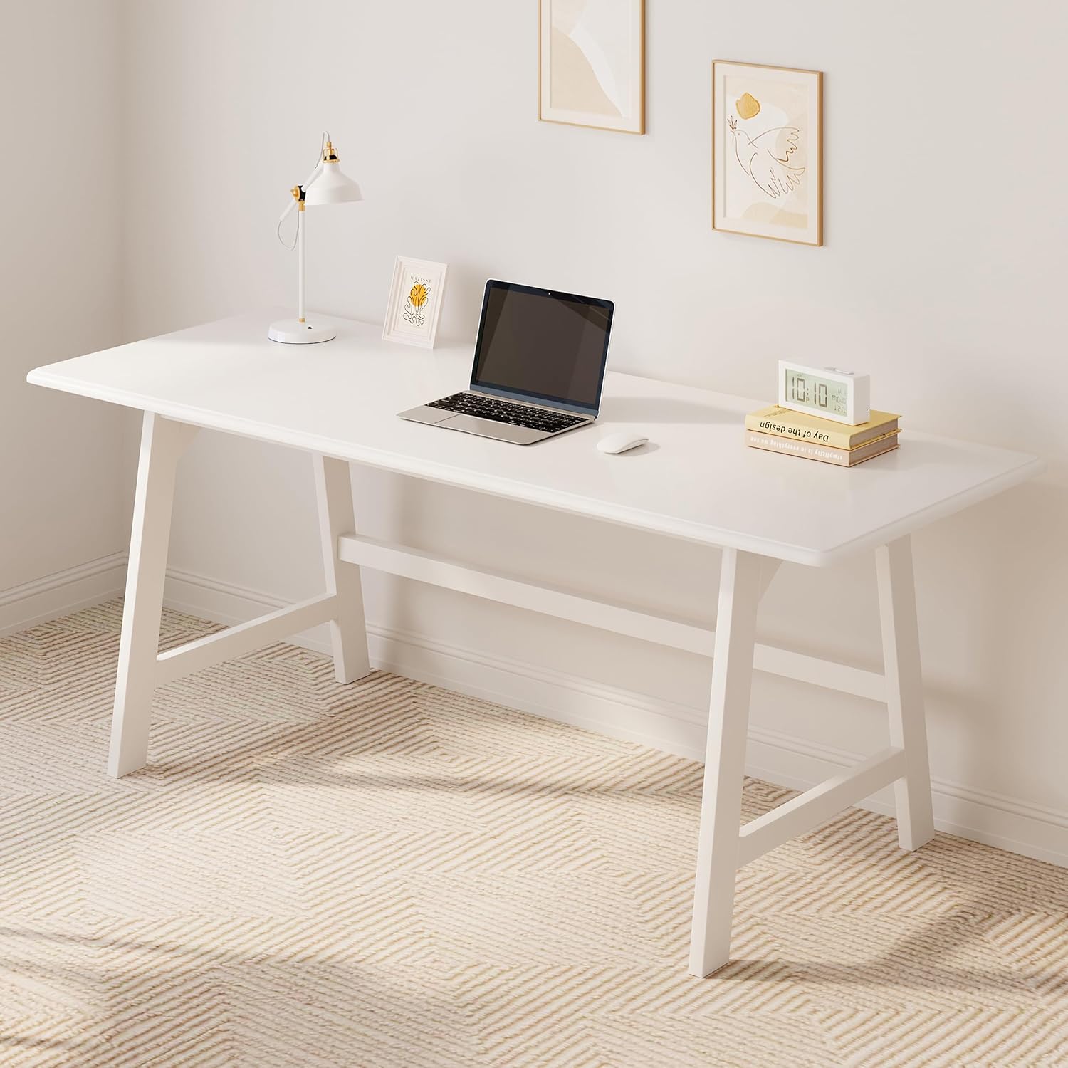 IOTXY Solid Wood Writing Table - 48" W x 24" D Minimalist Computer Desk for Home Office, Work, Study, Creativity, and PC Workstation, Walnut