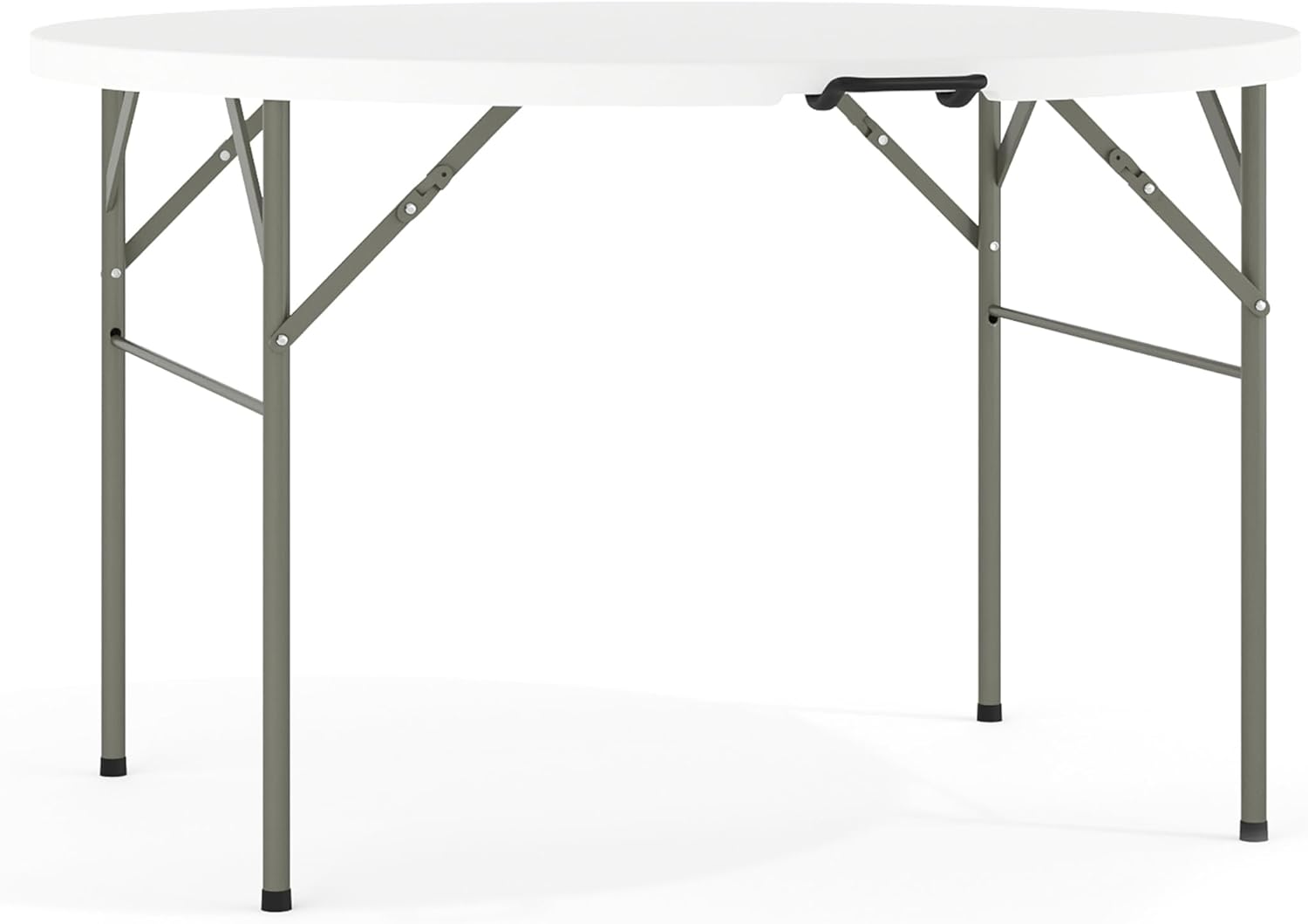 Flash Furniture Freeman 4' Round Plastic Folding Table with Carrying Handle, Plastic Foldable Table for Indoor/Outdoor Events, White
