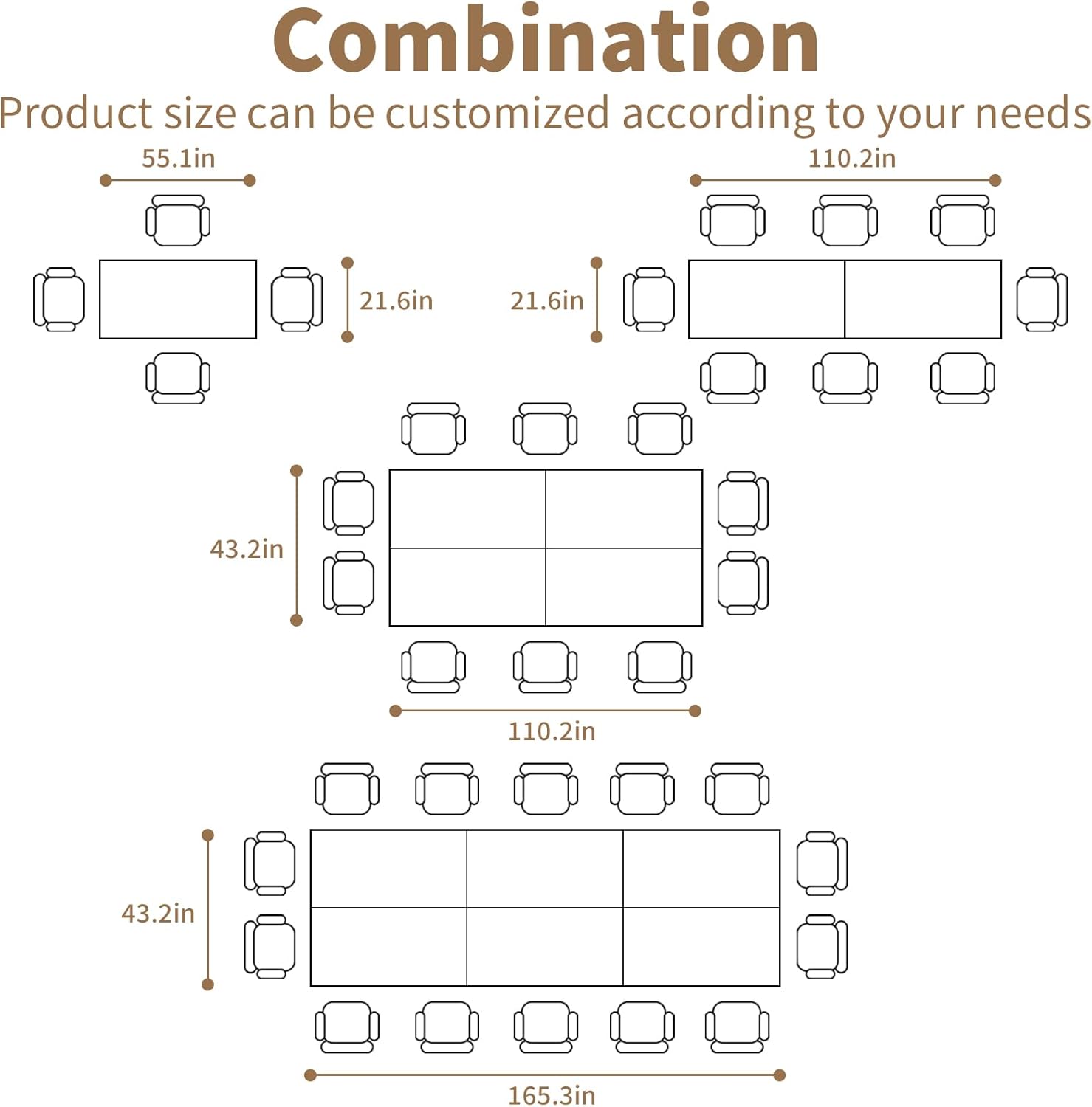 Conference Table, Modern Folding Meeting Tables with Flip Top, Mobile Podcast Table with Four Locking Wheels, Large Training Table for Meeting Room, Office, Classroom (4, A, 55.1in)