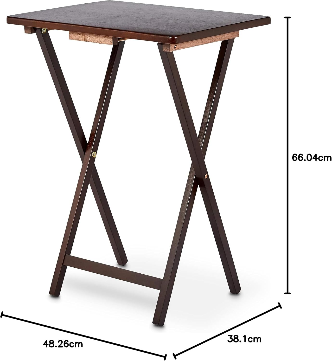 Amazon Basics Classic Foldable TV Dinner Tray Table with Storage Rack, 14.6 L x 19 W x 26 H inch, Espresso, 4-Pack