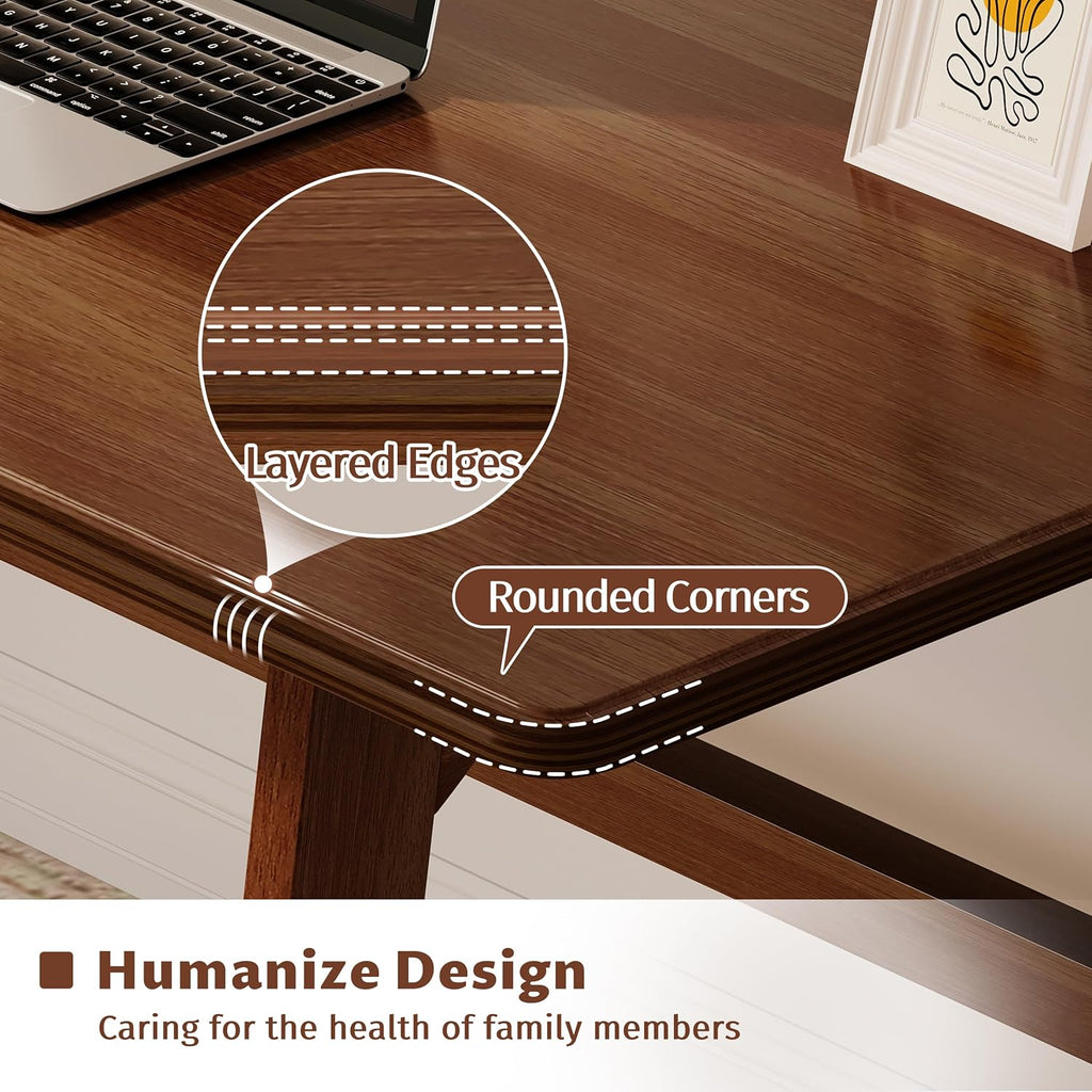 IOTXY Solid Wood Writing Table - 48" W x 24" D Minimalist Computer Desk for Home Office, Work, Study, Creativity, and PC Workstation, Walnut