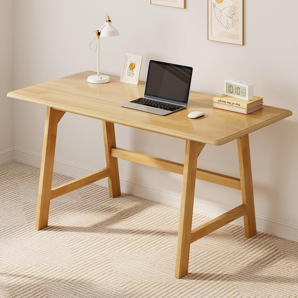 IOTXY Solid Wood Writing Table - 48" W x 24" D Minimalist Computer Desk for Home Office, Work, Study, Creativity, and PC Workstation, Walnut